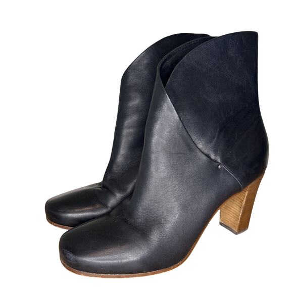 Celine Women 41 US 10 Bootie Wrap Napa Leather Ankle Boot Black Square Round Toe - Picture 1 of 12